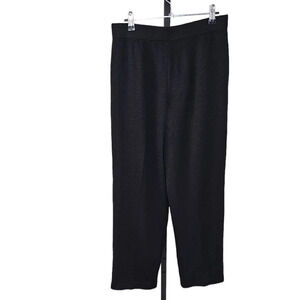 St. John Basics Santana Knit Pleated Straight High Rise Crop Pants Black Size 12